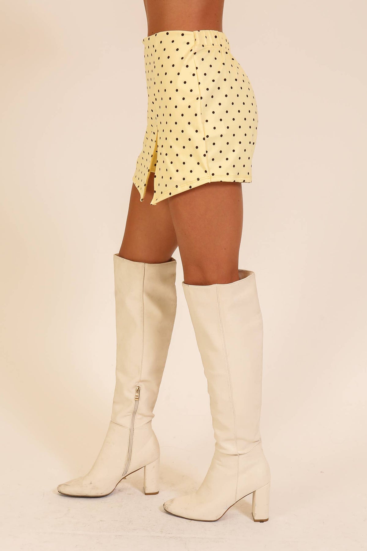 Polka Dot Front Slit Skort