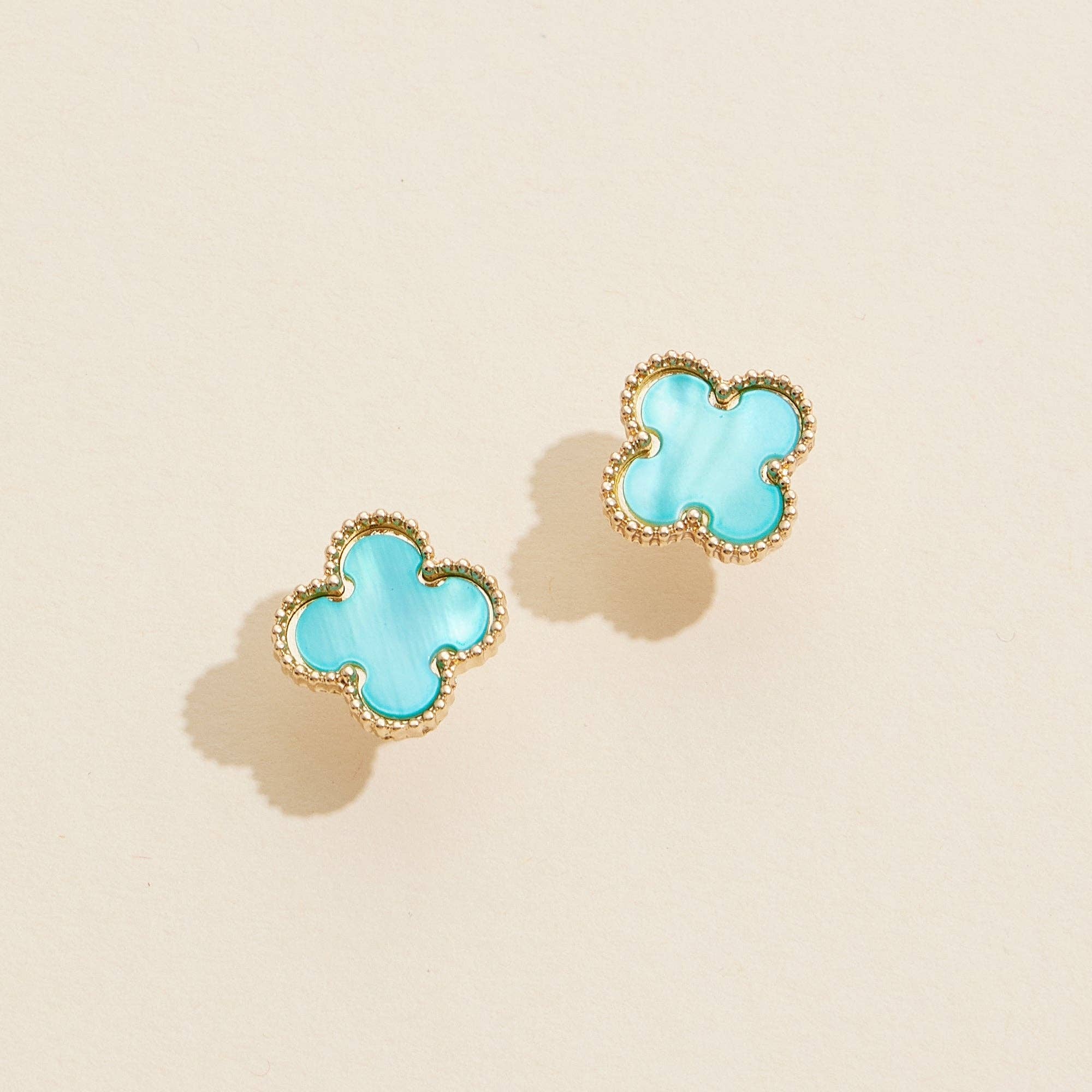 Enamel Quatrefoil Stud Earrings