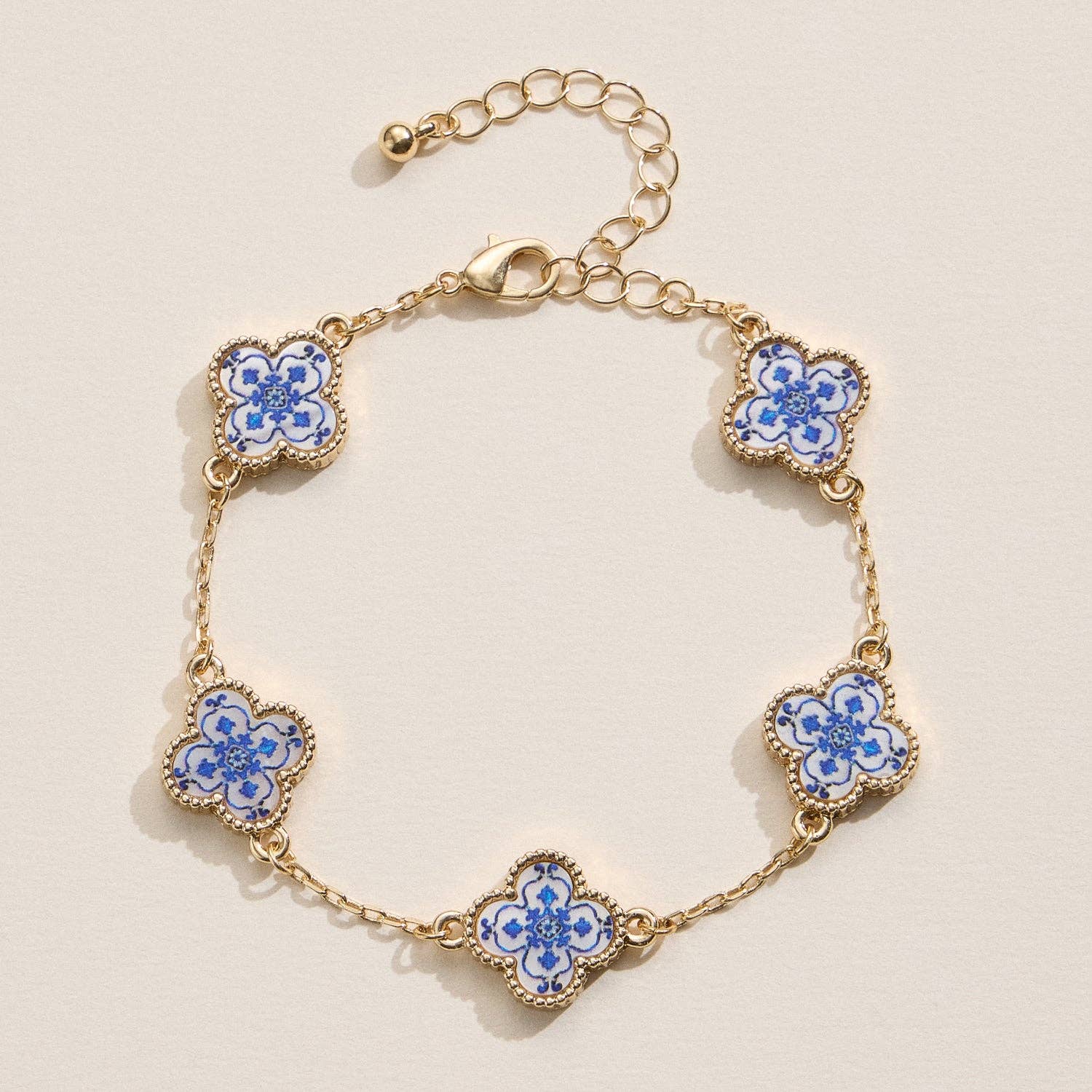 Multicolor Shell Charm Bracelet with Gold Accents