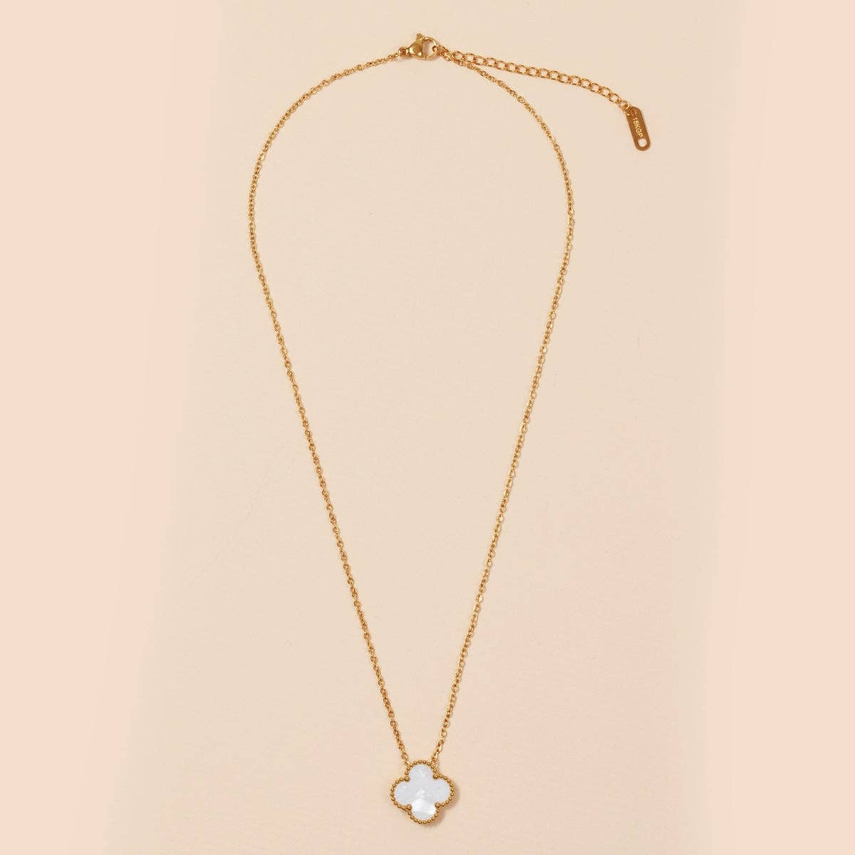 White Floral Charm 18K Gold Dip Stainless Steel Necklace