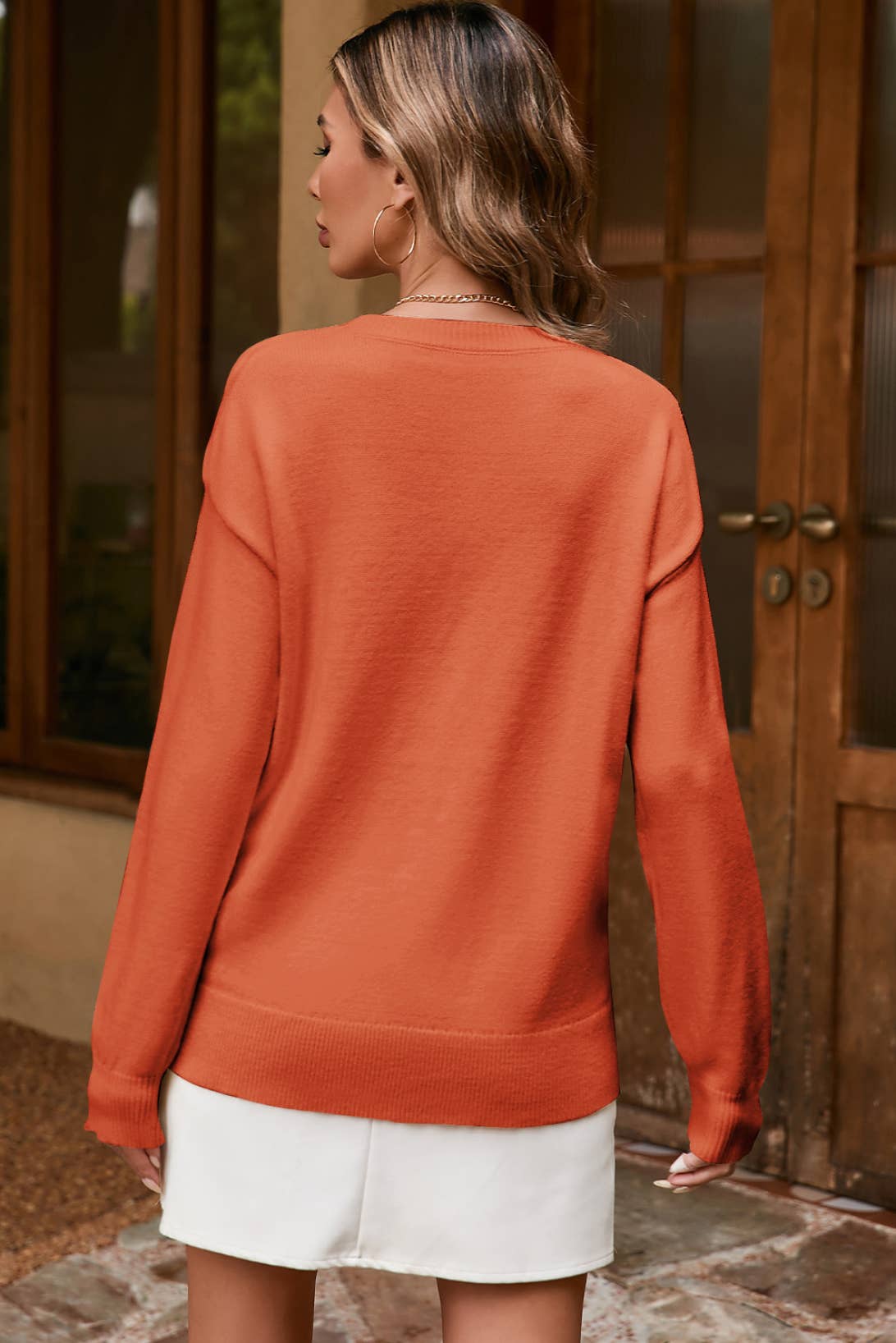 Halloween Boo Knitted Ribbed Edge Drop Shoulder Sweater