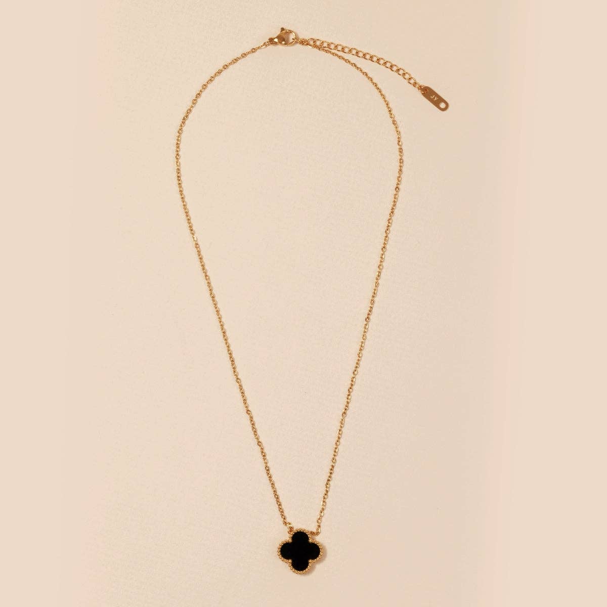 White Floral Charm 18K Gold Dip Stainless Steel Necklace