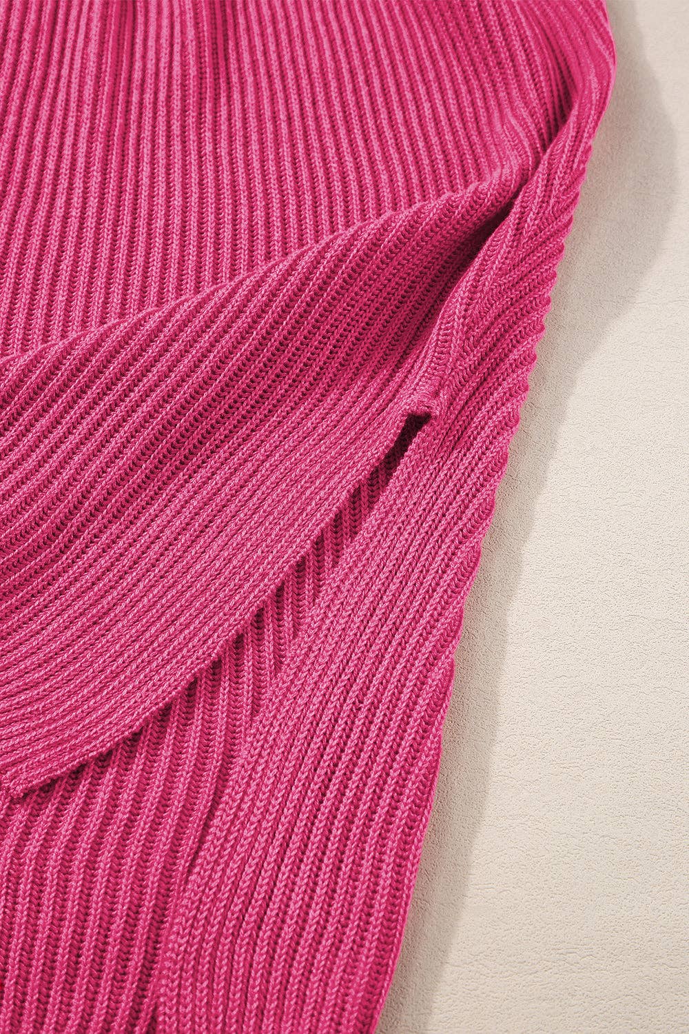 Gray Short Sleeve Side Slit Oversized Sweater: Apricot / 55%Acrylic+45%Cotton / S