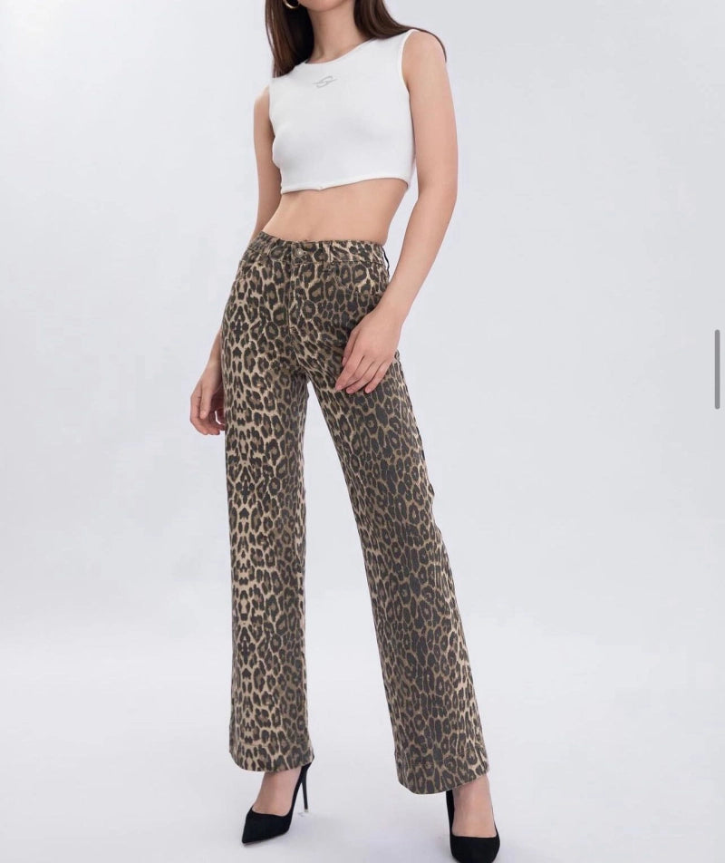 Leopard Wide Leg Jeans