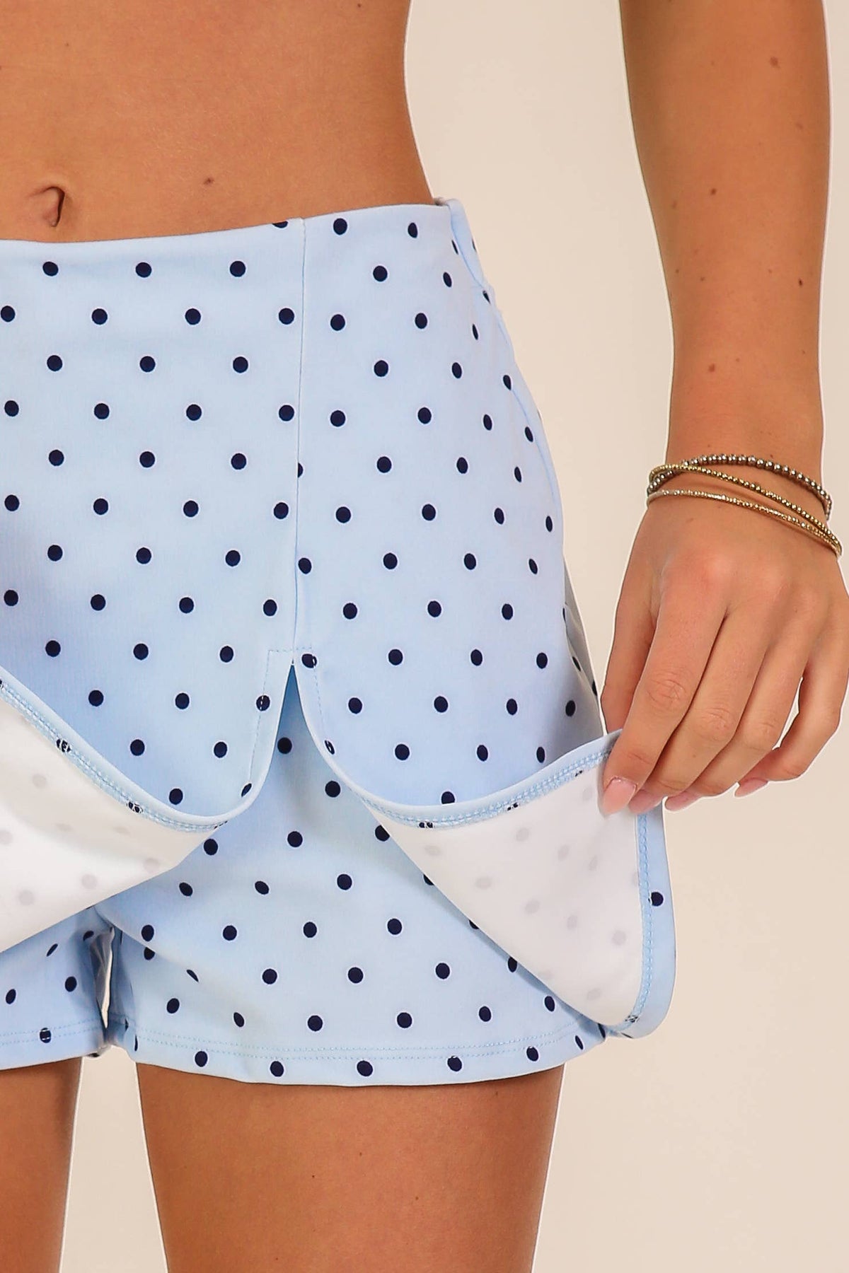 Polka Dot Front Slit Skort