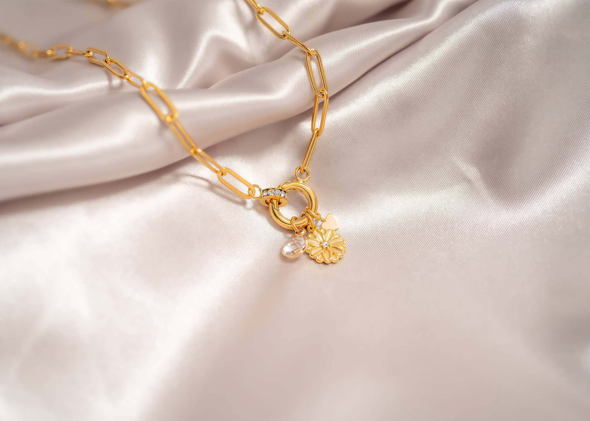 Paperclip Rhinestone Necklace