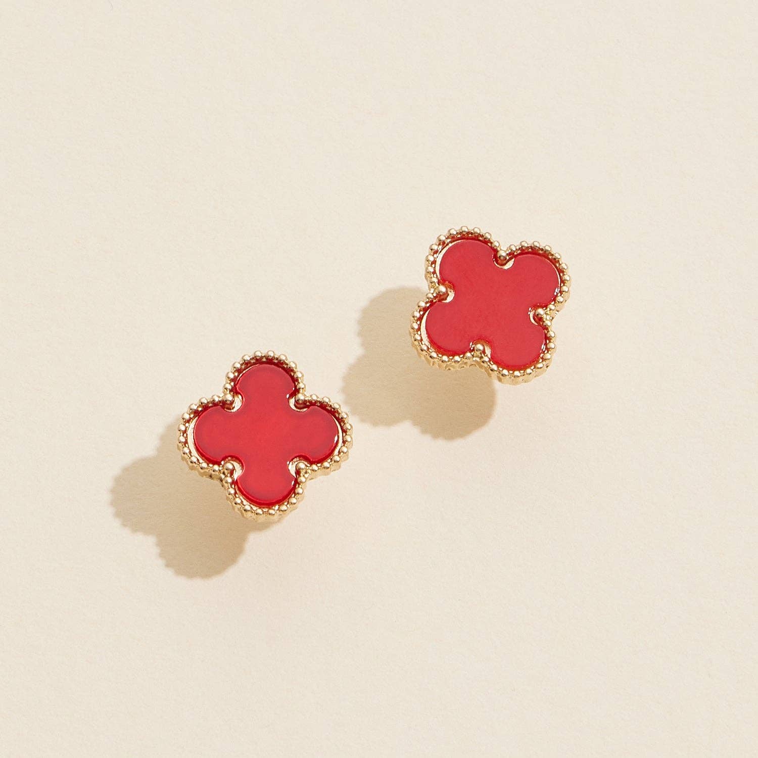 Enamel Quatrefoil Stud Earrings