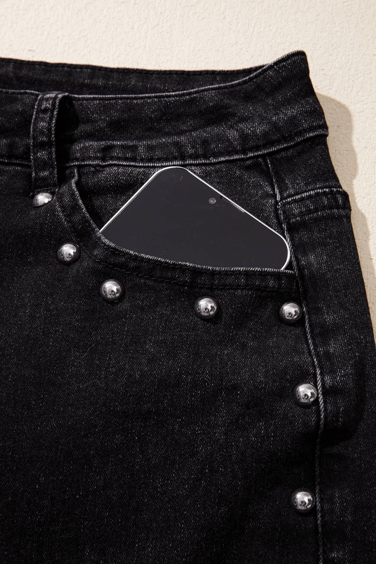 66 Fall 2026 High Waisted Studded Wide Leg Jeans
