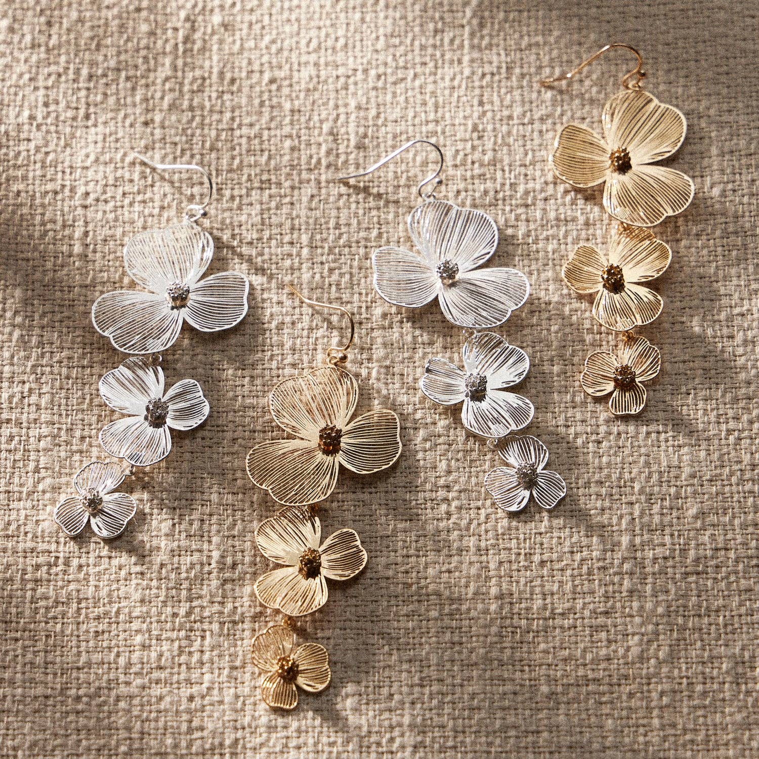 Delicate Laser Cut 3D Floral Filigree Drop Earrings