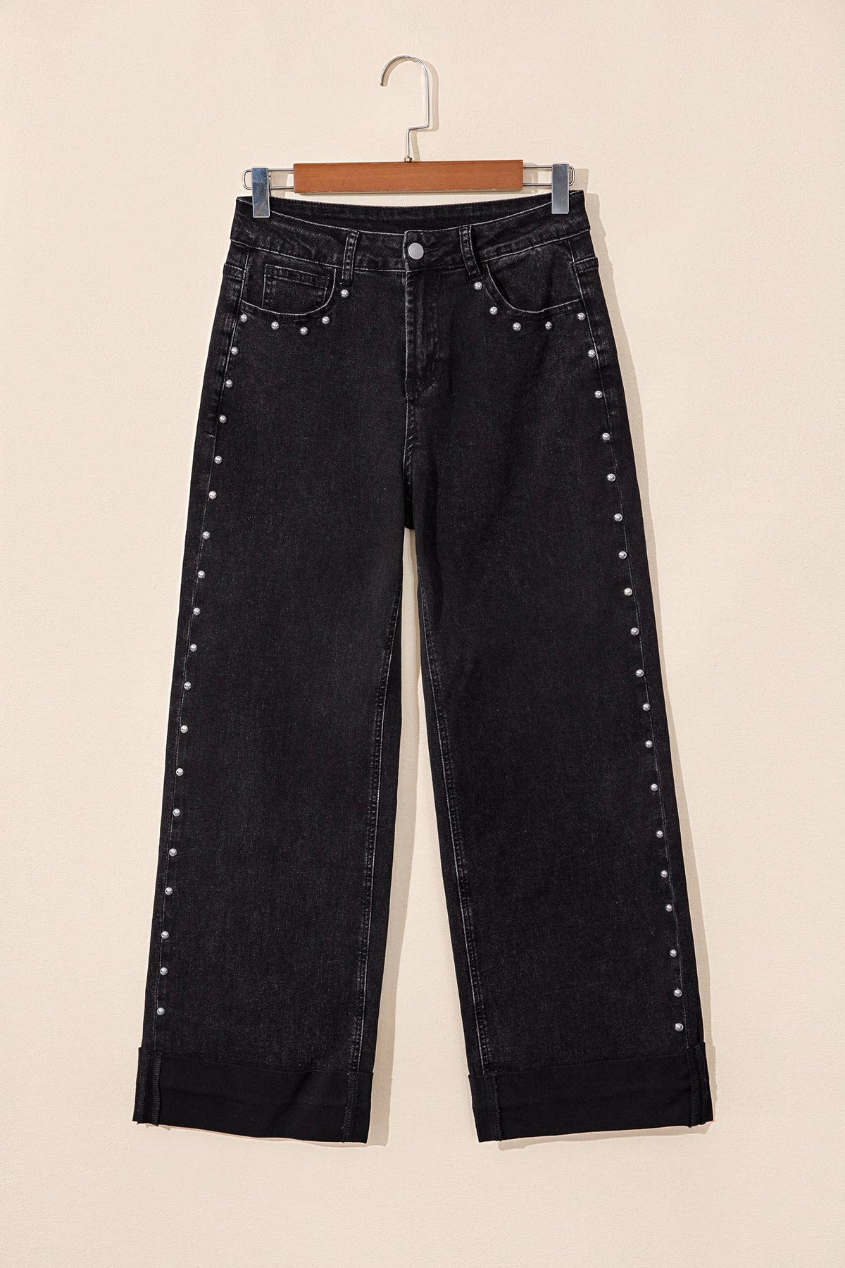 66 Fall 2026 High Waisted Studded Wide Leg Jeans
