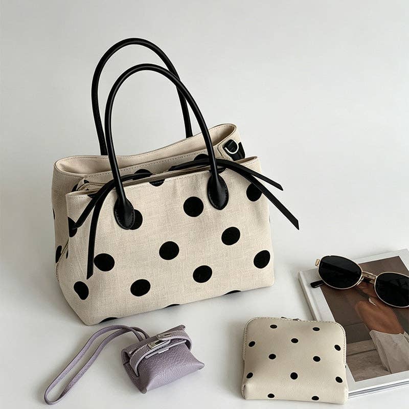 Polka Dot Canvas Mini Tote Bag