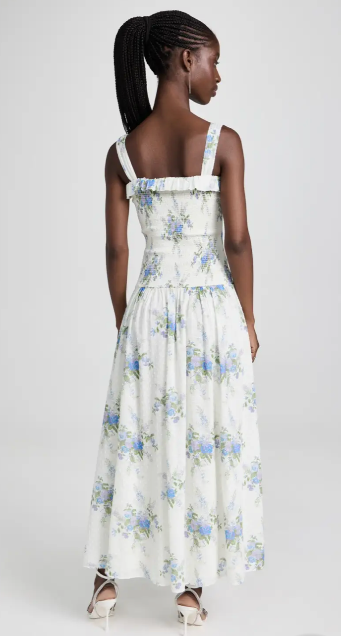 Love Shack Fancy Belo Dress in Periwinkle Aqua