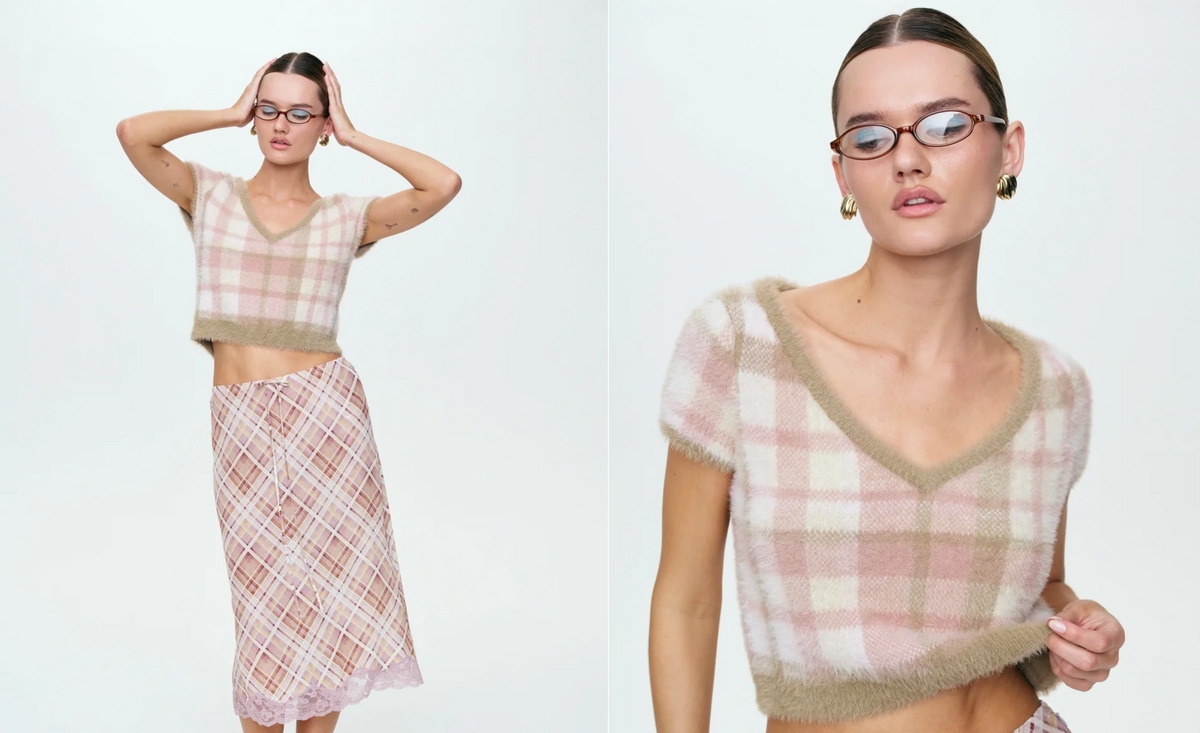 Poet Plaid Knit Top