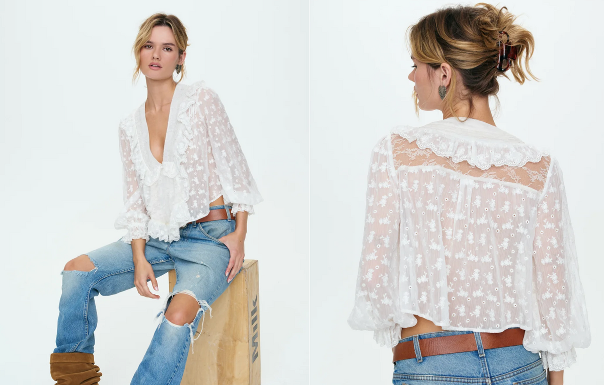 Cream Hamptons Eyelet Blouse