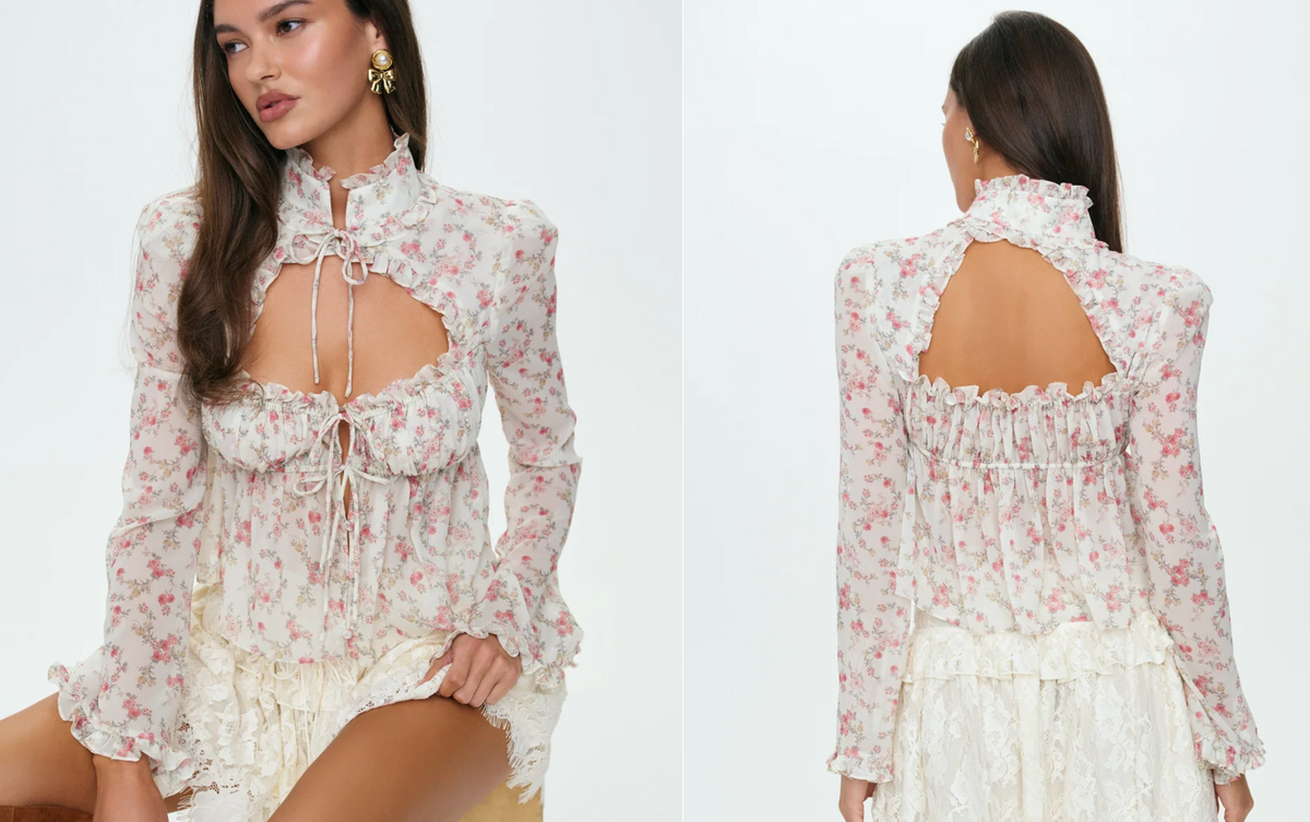 Cream Country Floral Top