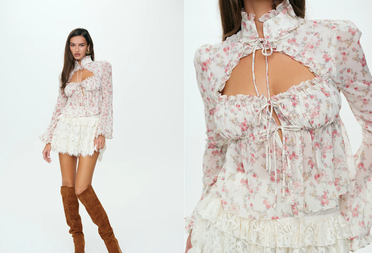 Cream Country Floral Top