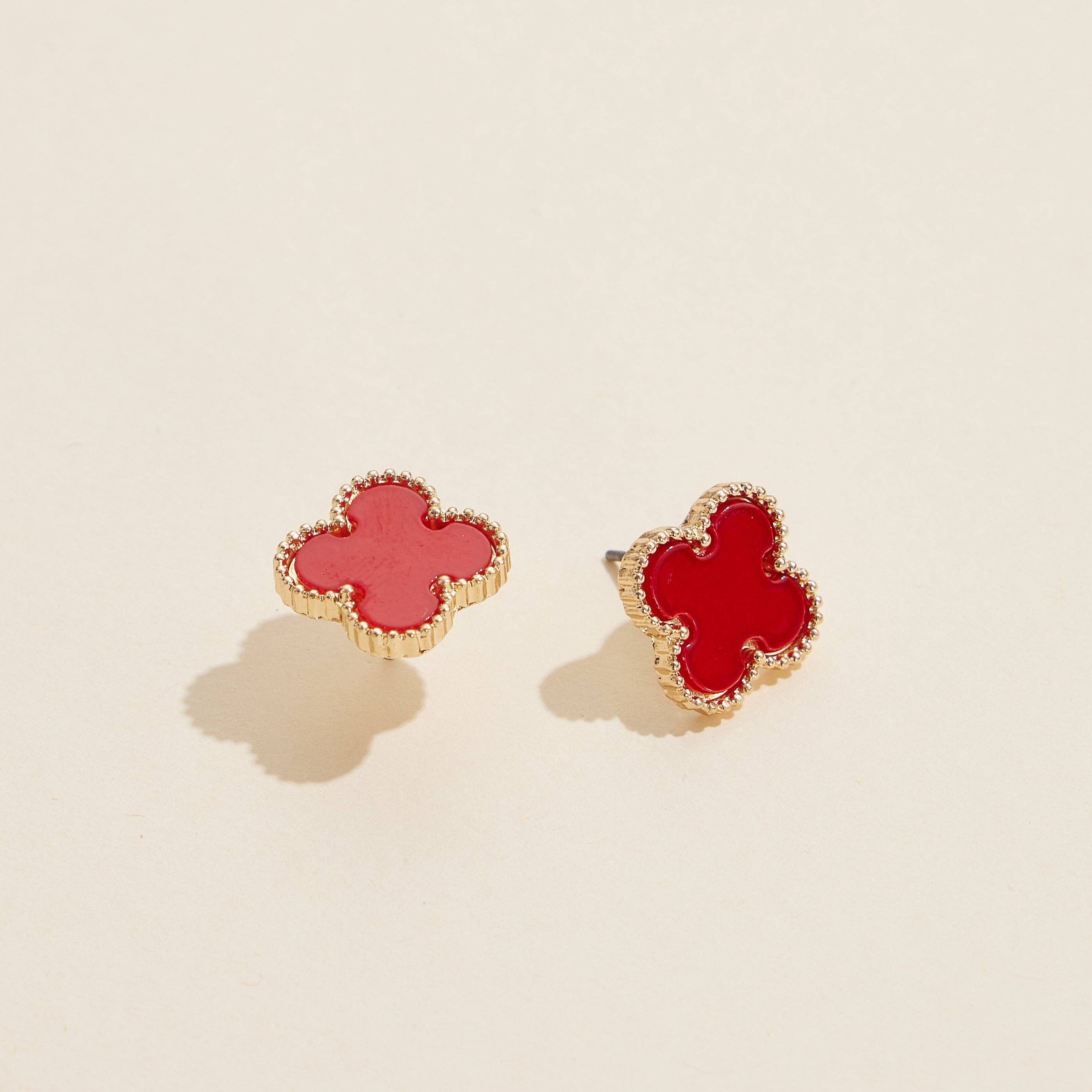 Enamel Quatrefoil Stud Earrings