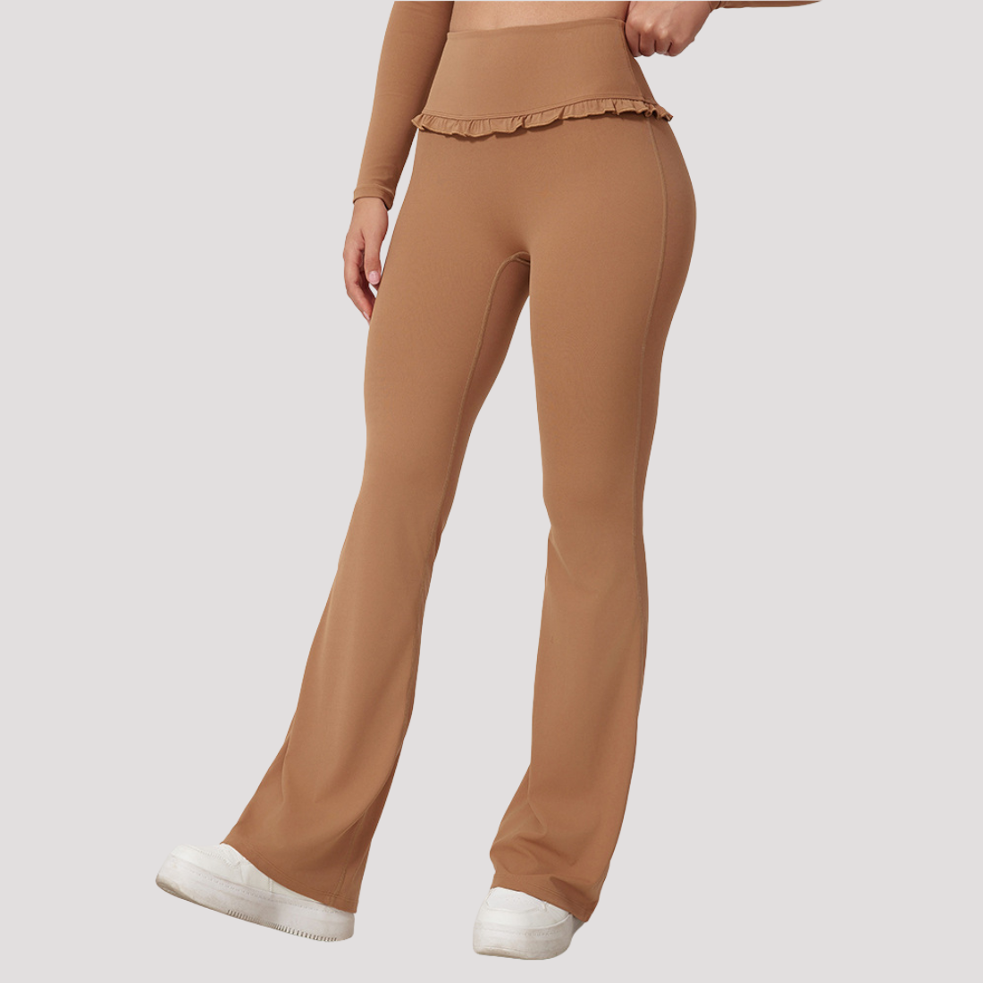 Women's Sport Set:Long Sleeved Cropped Top And Flared Pants