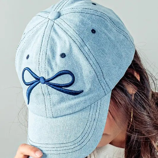Embroidered Bow Detail Relaxed Baseball Cap