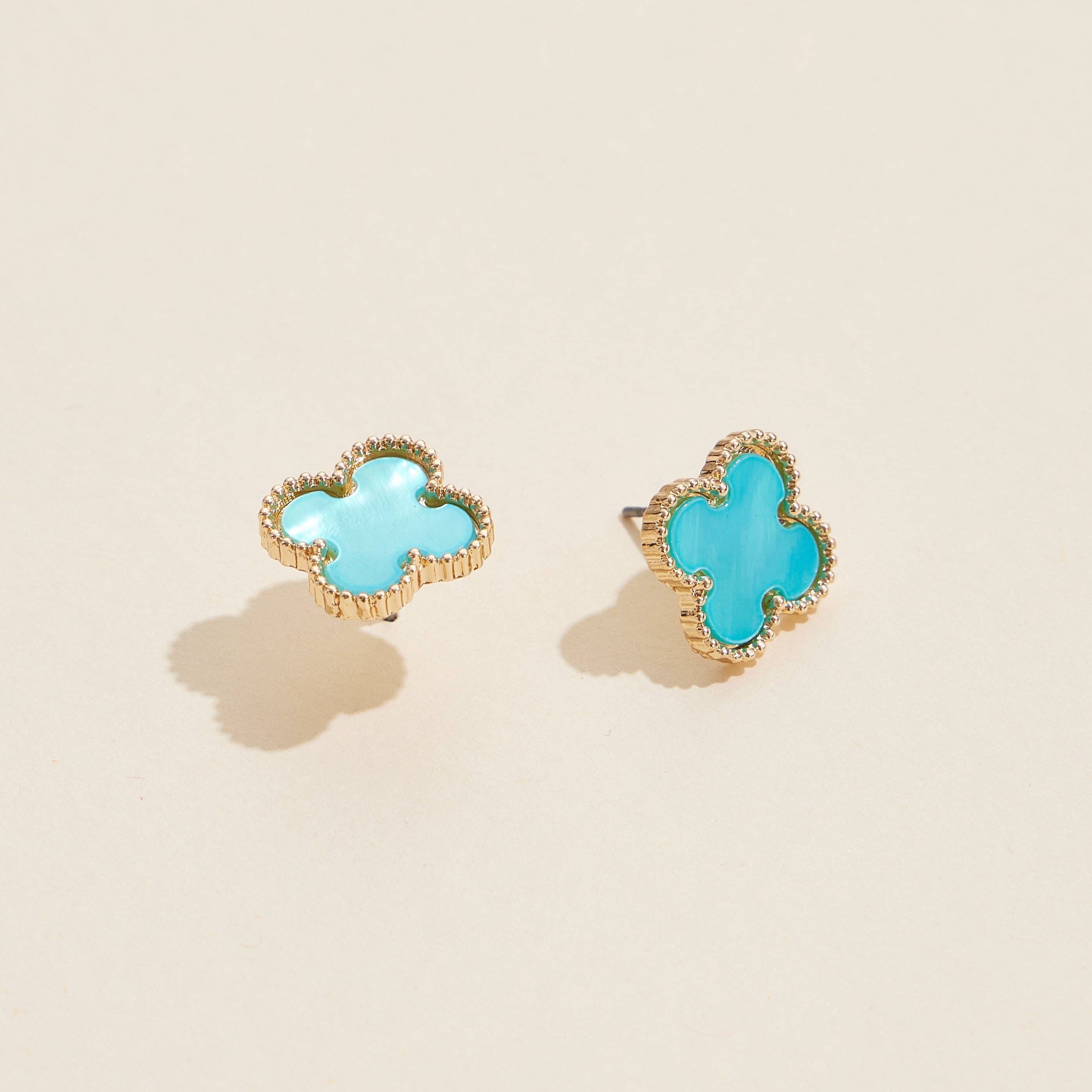 Enamel Quatrefoil Stud Earrings