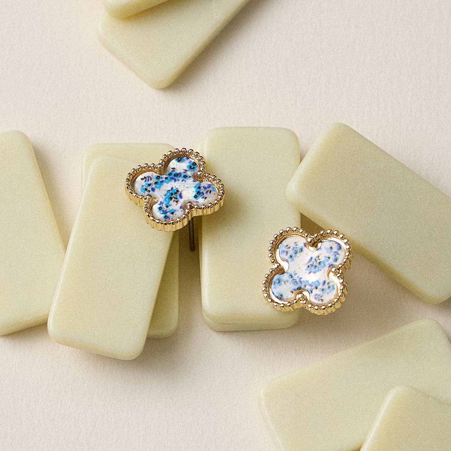 Enamel Quatrefoil Stud Earrings