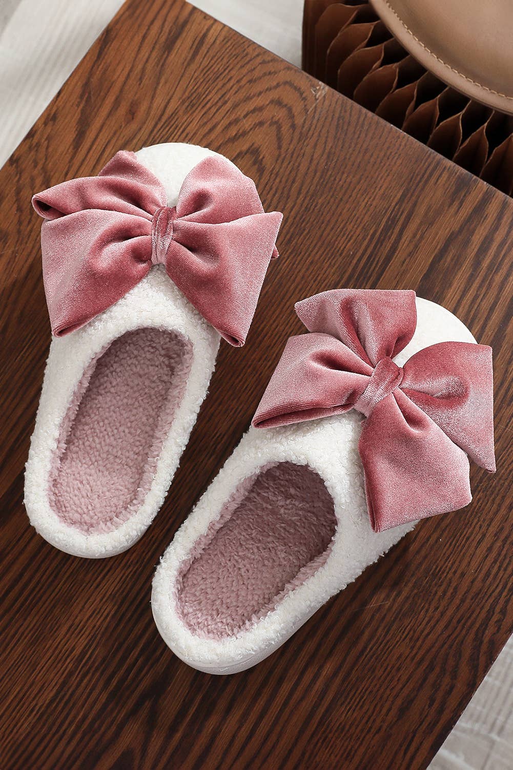 Pink Bow Decor Festival Plush Slippers | US6-11