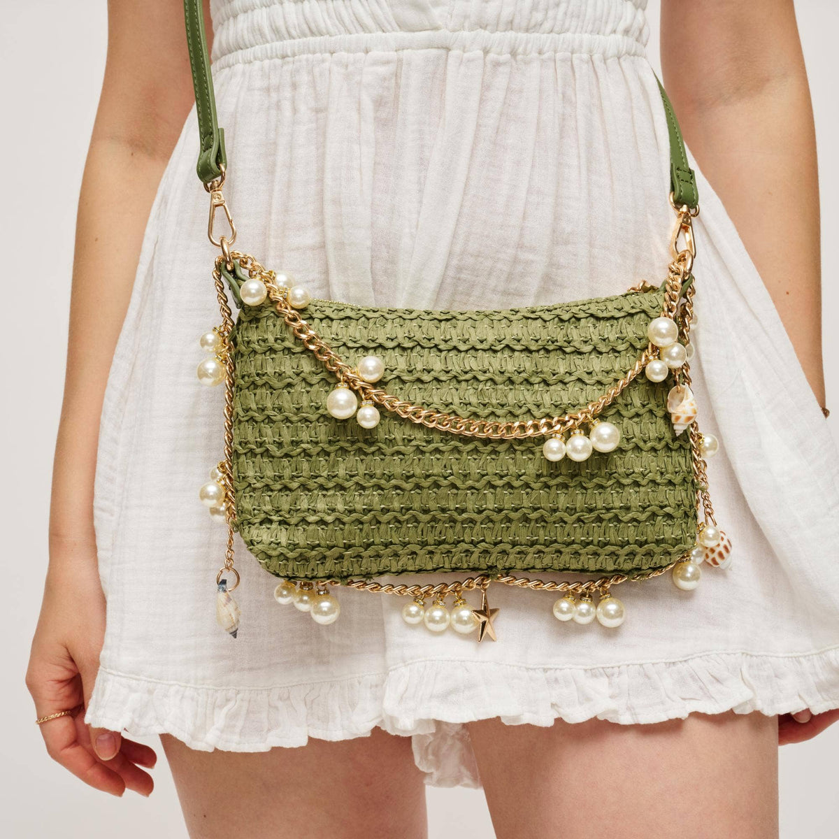 Steph Seasonal Seashell Straw Bag Evening Bag