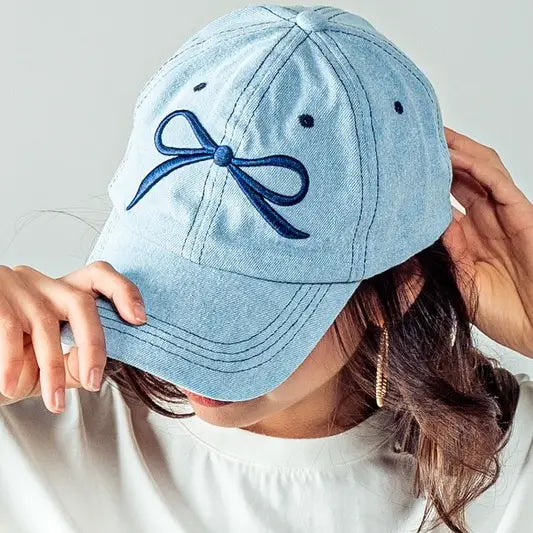 Embroidered Bow Detail Relaxed Baseball Cap
