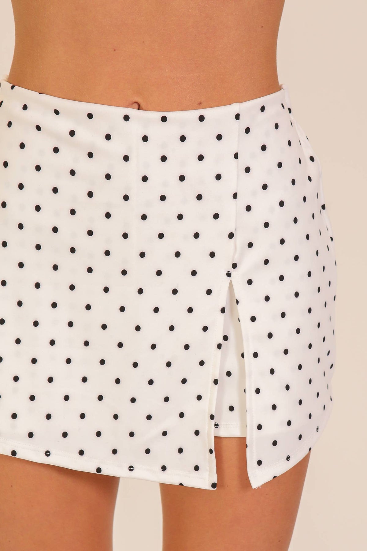 Polka Dot Front Slit Skort