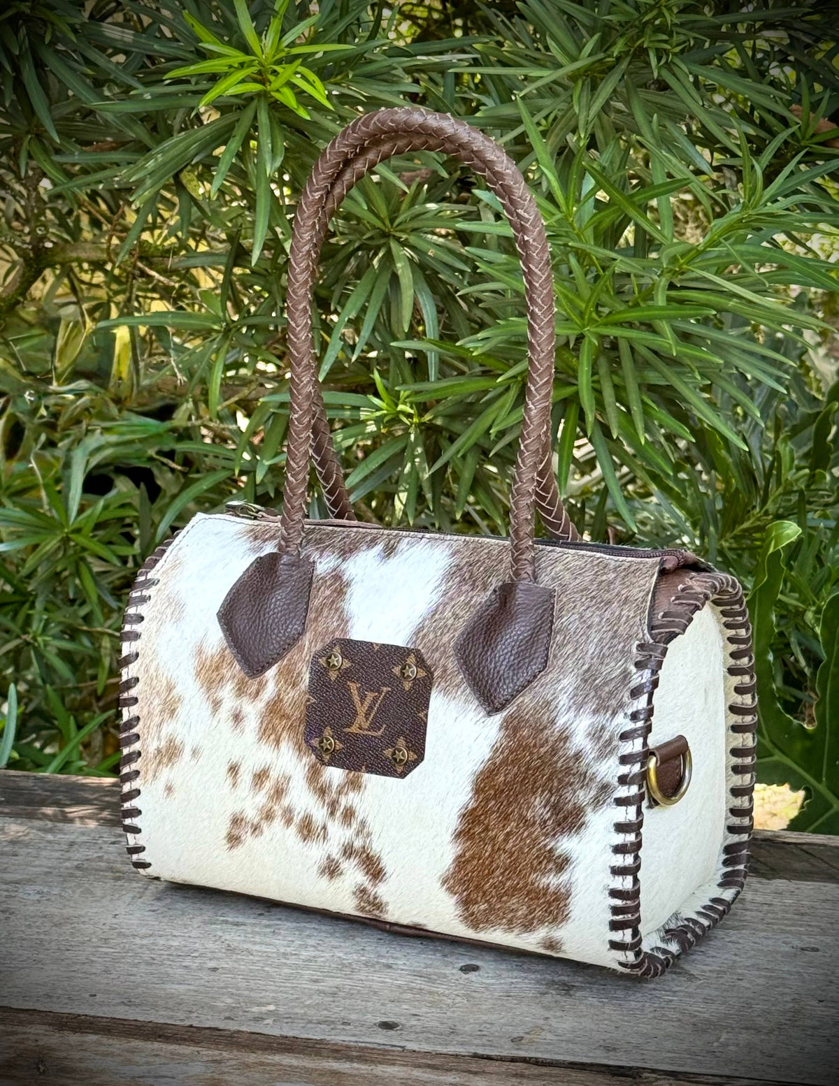 Upcycled LV Cowhide Leather Speedy Bag Western