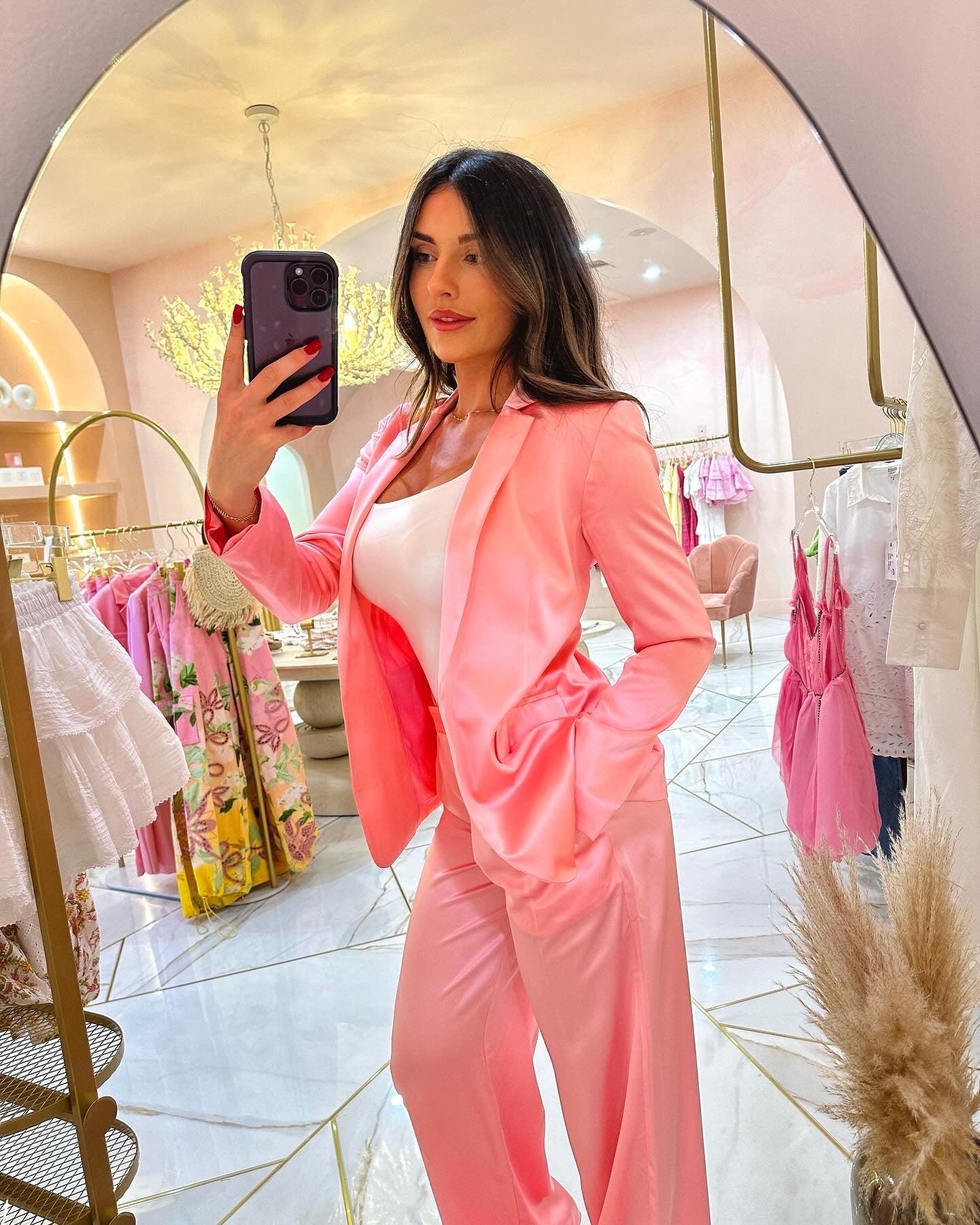 Stylish Love Shack Fancy Emberlynn Pant in Pink featuring a relaxed fit and playful design, perfect for casual outings or special occasions.