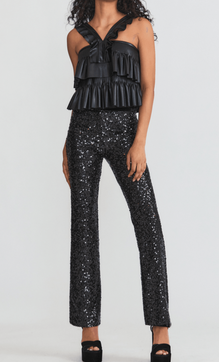 Chic Love Shack Fancy Journee Pant in Black, designed for comfort and style, perfect for both casual and dressy occasions