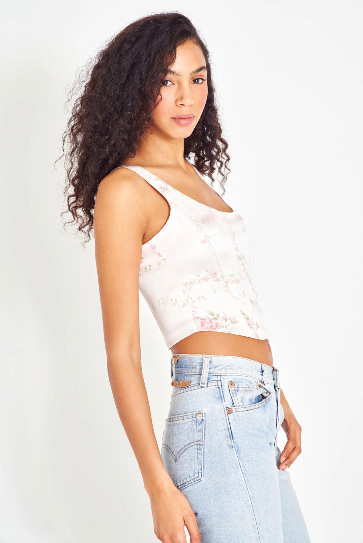 Love Shack Fancy Mori Bustier - Elegant and Structured Bustier Top with Feminine Details, Perfect for Layering or Standalone Looks