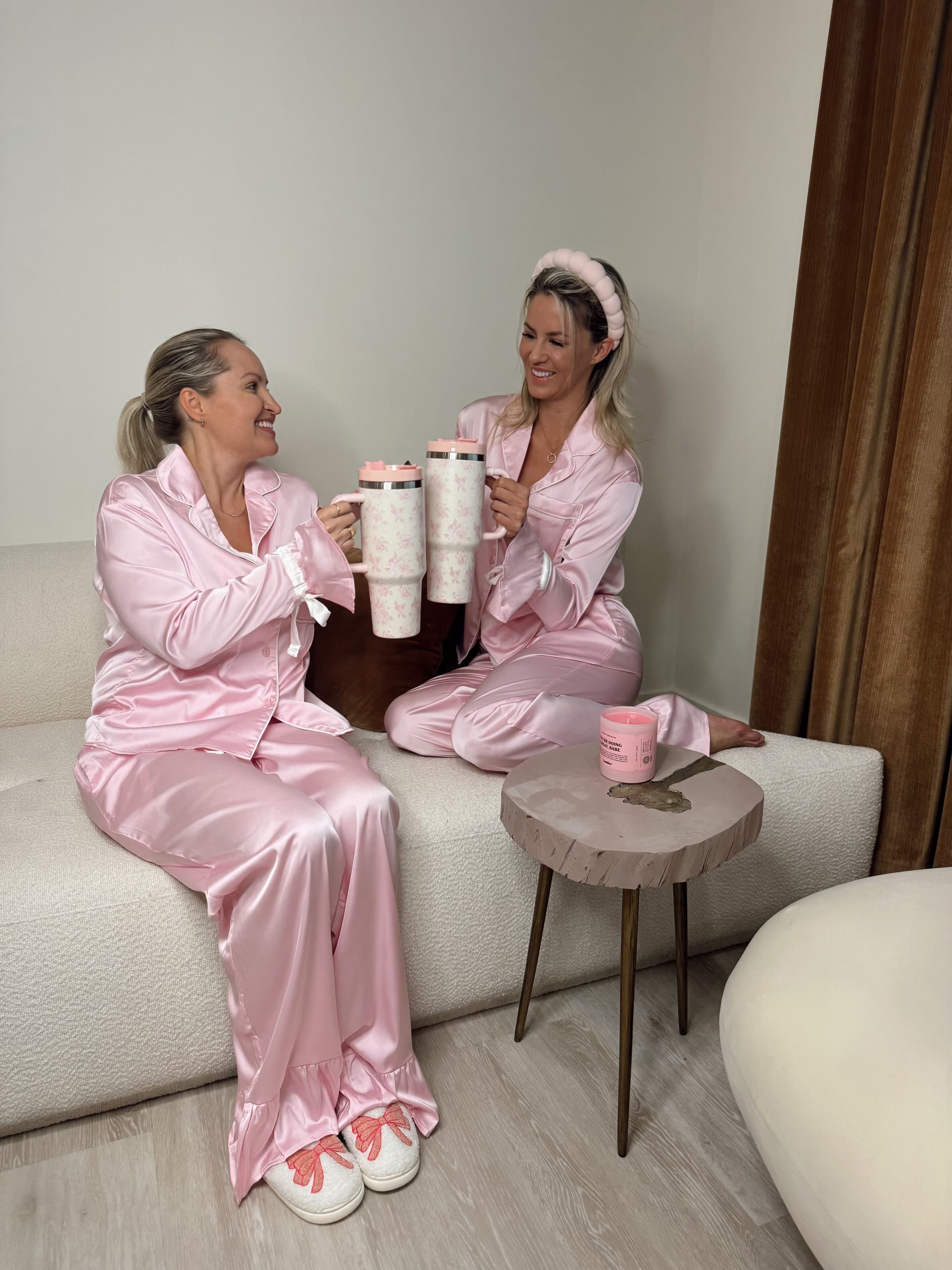 Pink Satin PJ Set - Luxurious and Comfortable Satin Pajama Set in Soft Pink, Perfect for Relaxing in Style