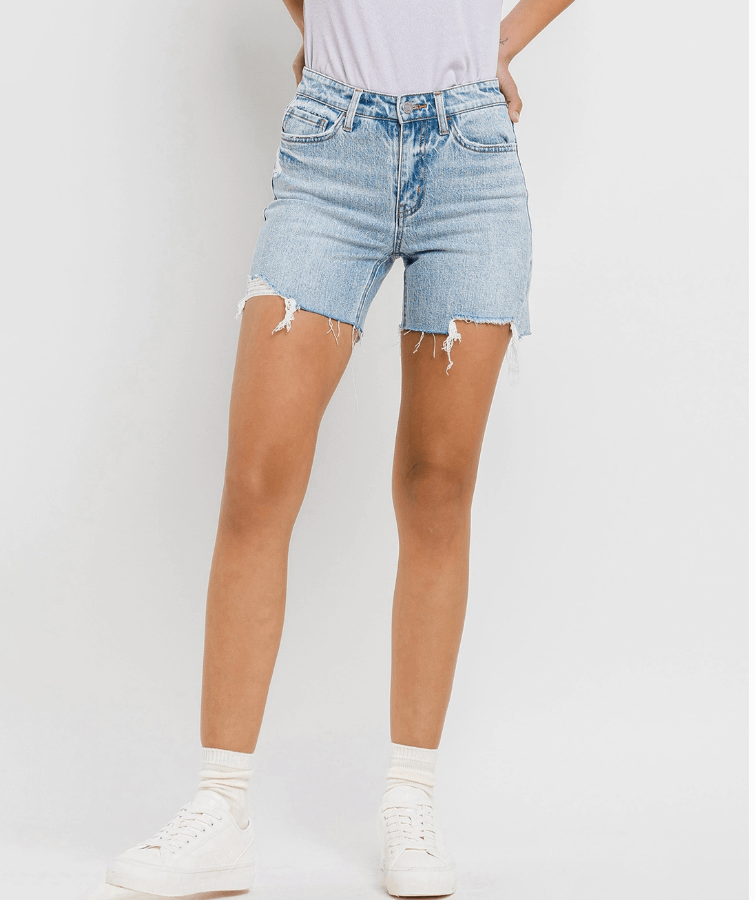 Vervet Loretta High Rise Midi Shorts - Stylish High-Rise Shorts with a Midi Length, Perfect for Comfortable Summer Outfits