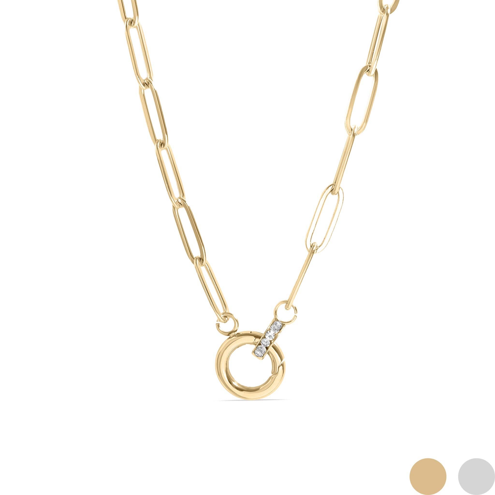Paperclip Rhinestone Necklace