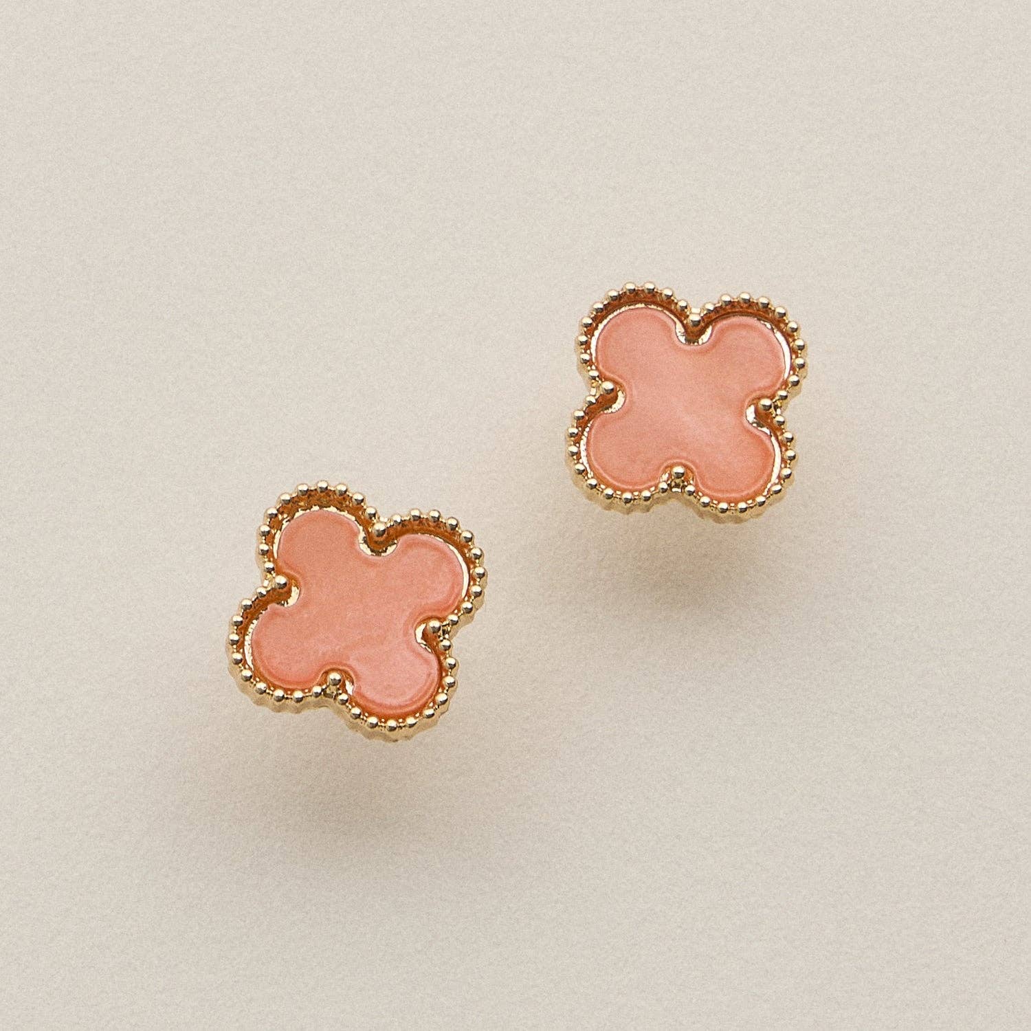 Enamel Quatrefoil Stud Earrings