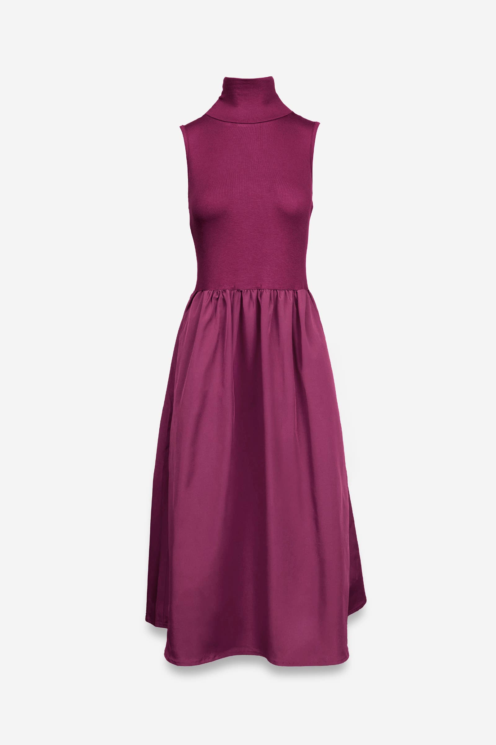 Sleeveless Mock Neck Midi Dress