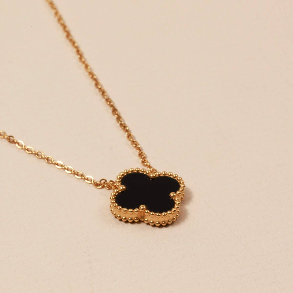 White Floral Charm 18K Gold Dip Stainless Steel Necklace