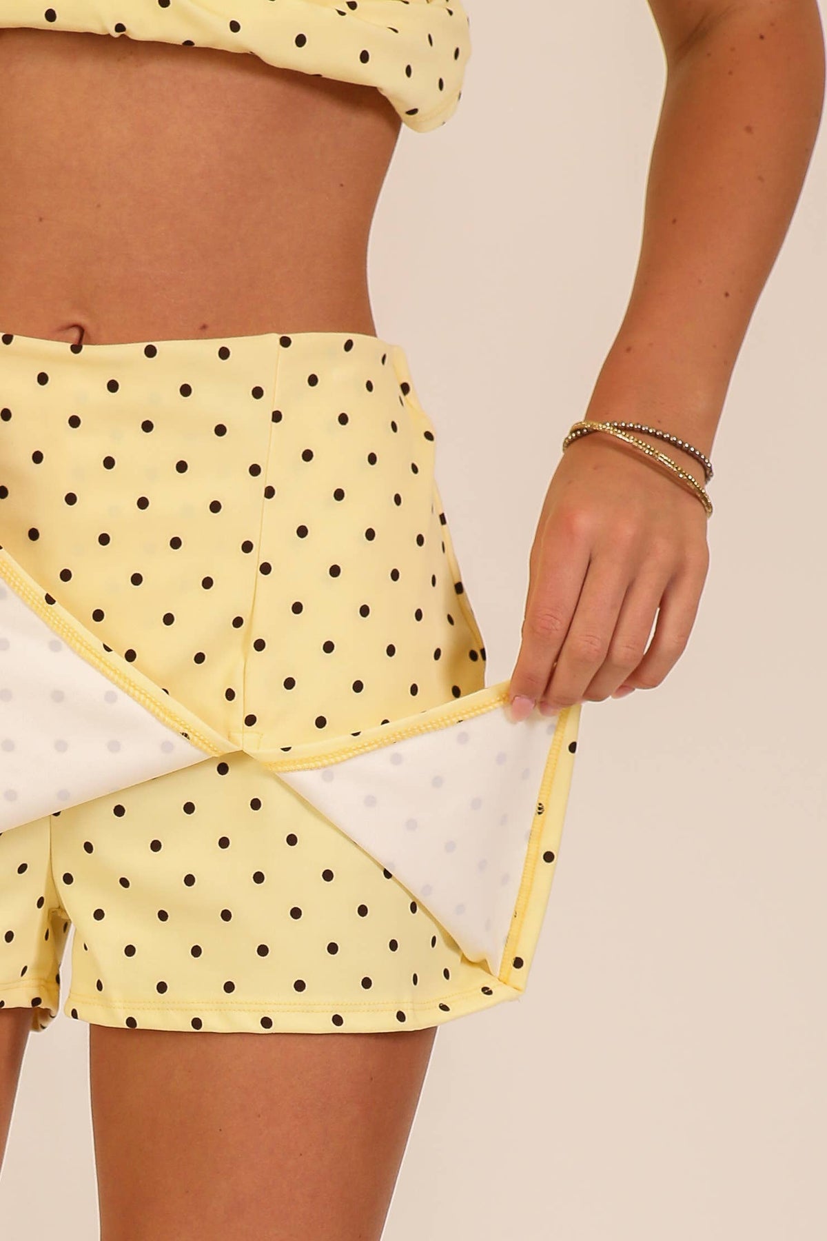 Polka Dot Front Slit Skort