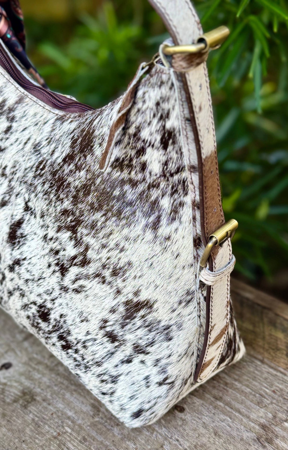 Upcycled LV Cowhide Leather Shoulder Bag Western