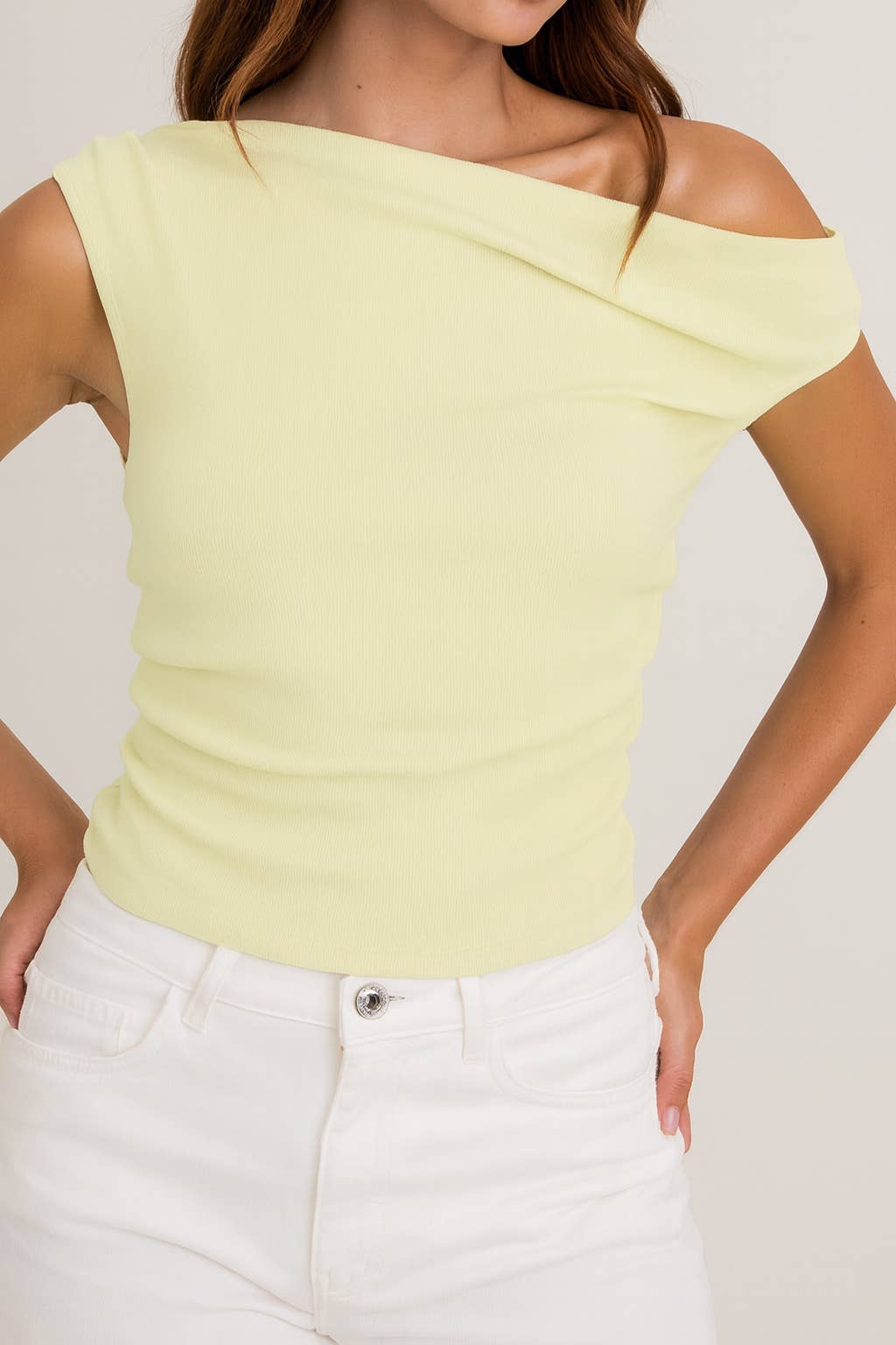 ASYMMETRICAL NECK SWEATER TOP