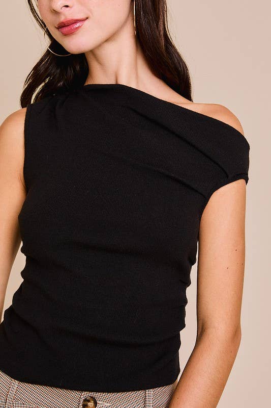 ASYMMETRICAL NECK SWEATER TOP
