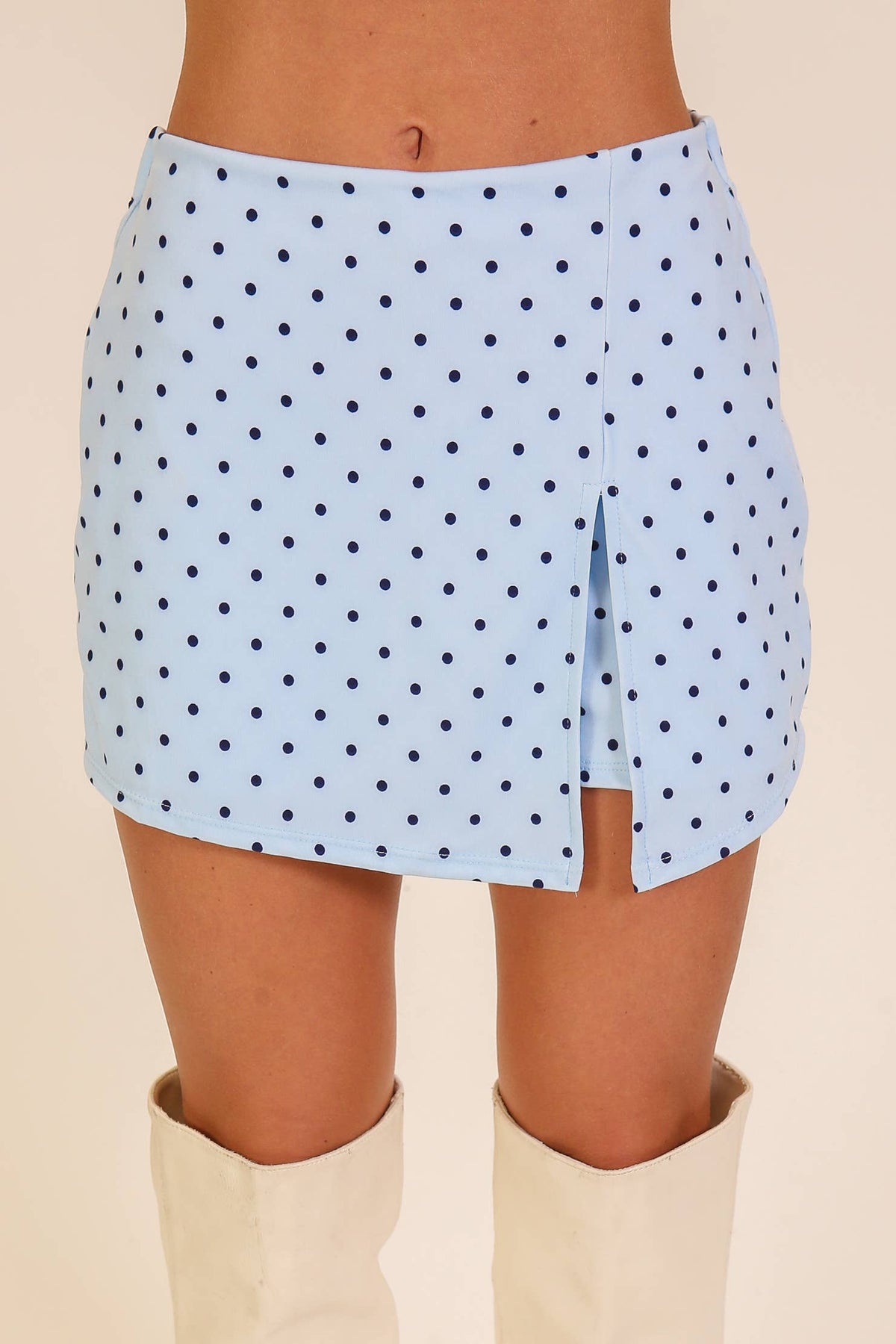 Polka Dot Front Slit Skort