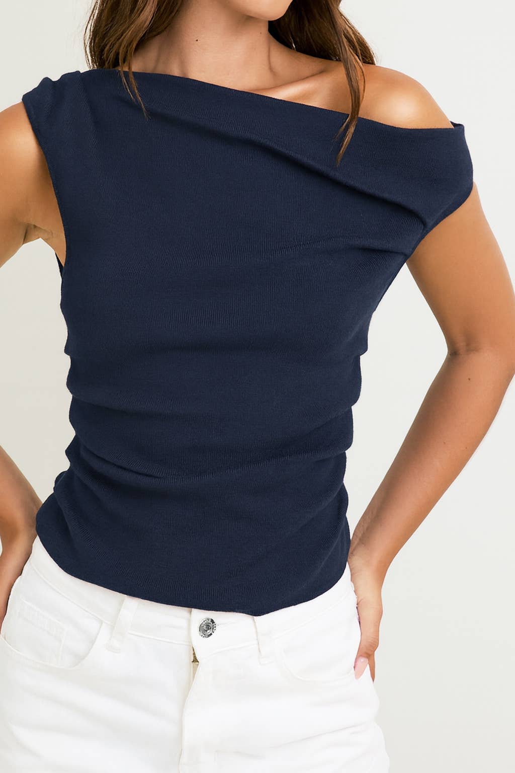 ASYMMETRICAL NECK SWEATER TOP