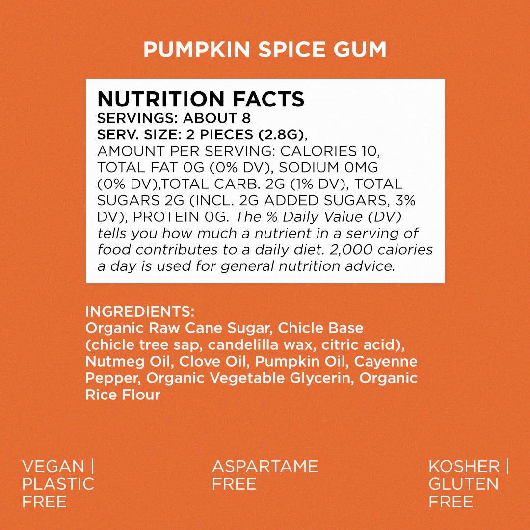 Pumpkin Spice Chewing Gum - Natural + Plastic-Free | 6 Pack