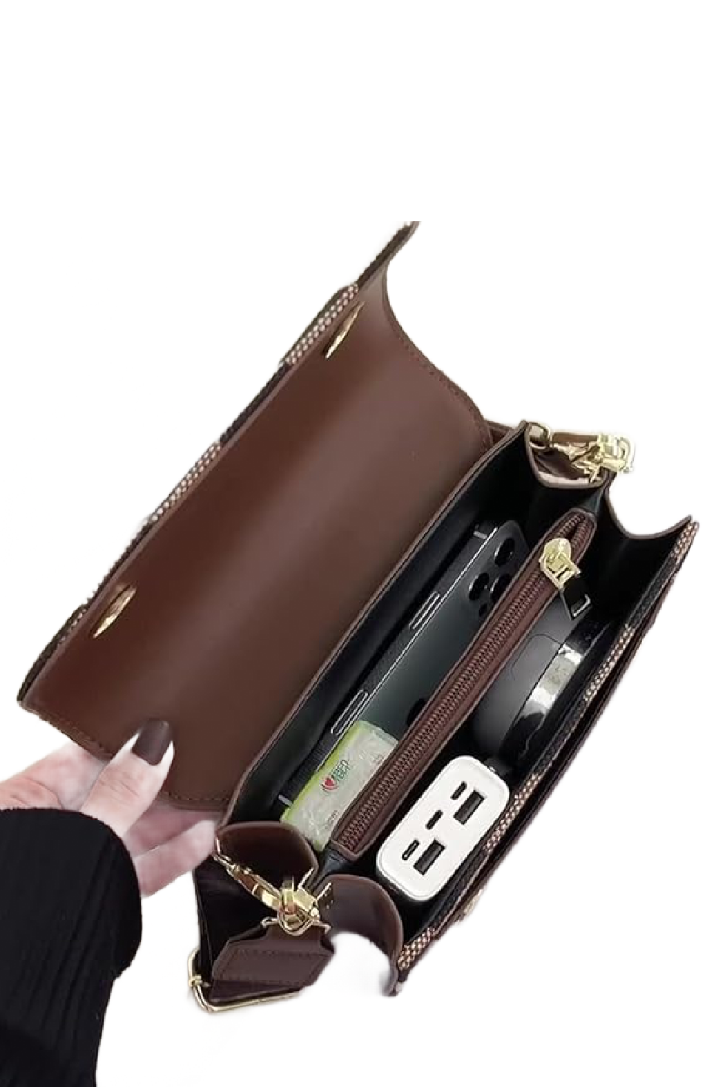 Upcycled Checker Chained Crossbody Bag