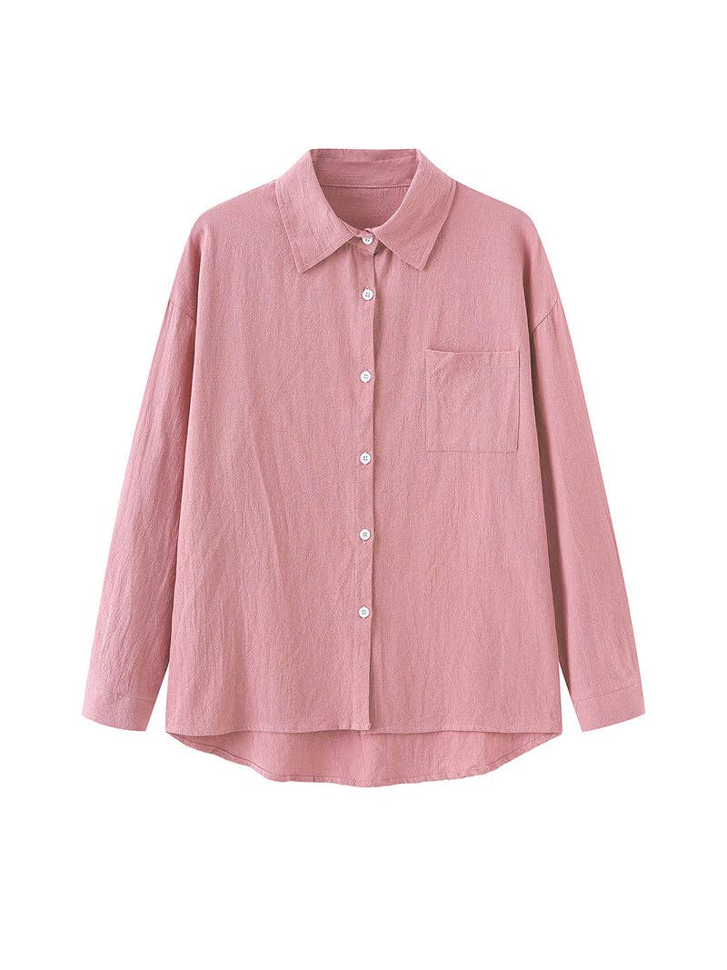 Solid Button-Up Shirt and Wide-Leg Pants Set