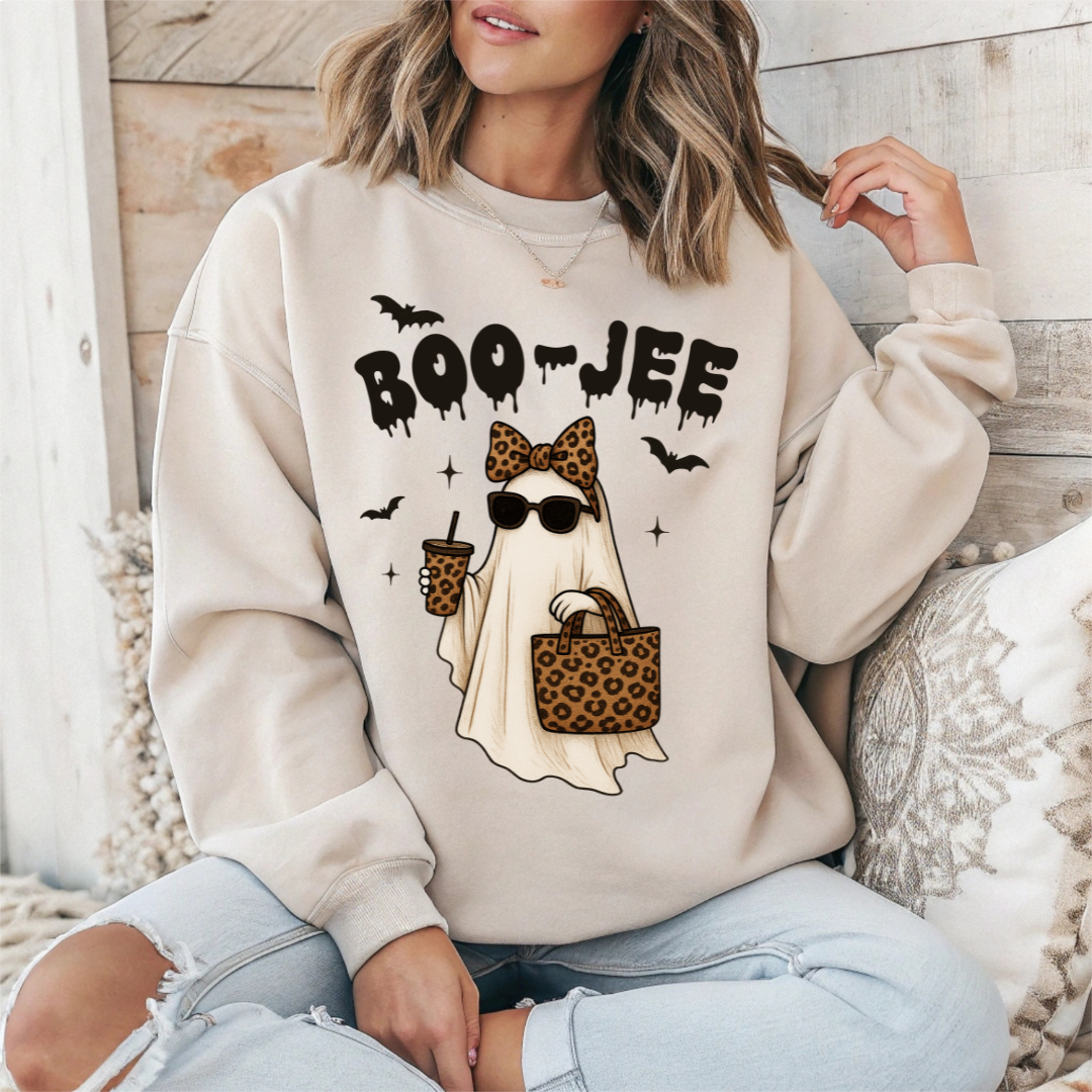 BOO-JEE Ghost Sweatshirt – Trendy Halloween Fall Vibes