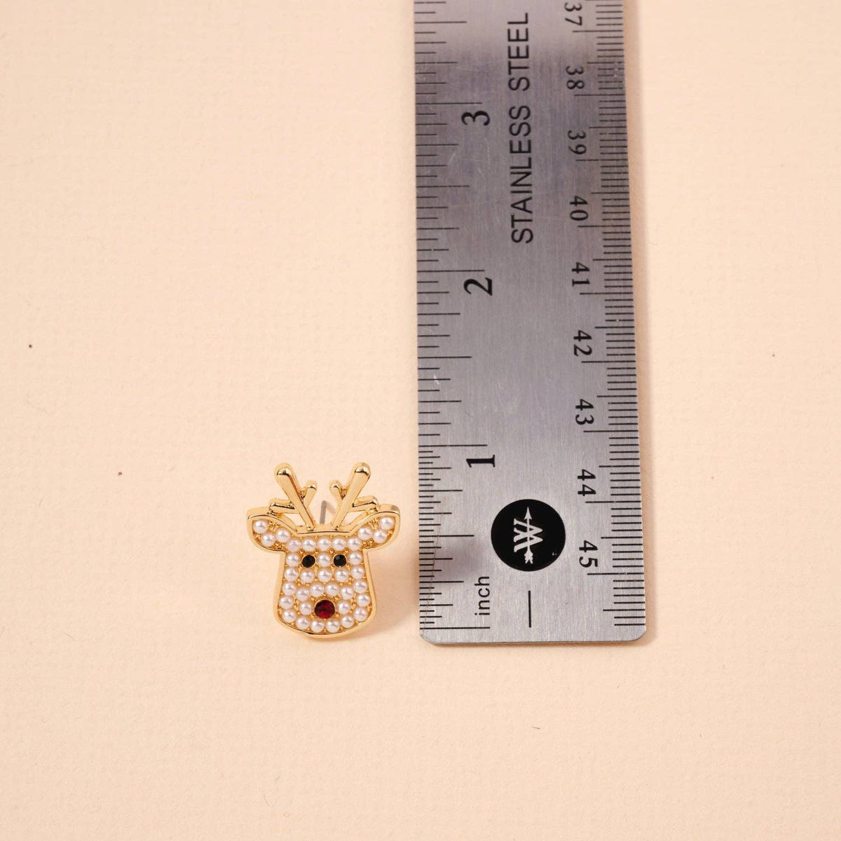 Pearl Reindeer Stud Earrings | Holiday Christmas Earrings